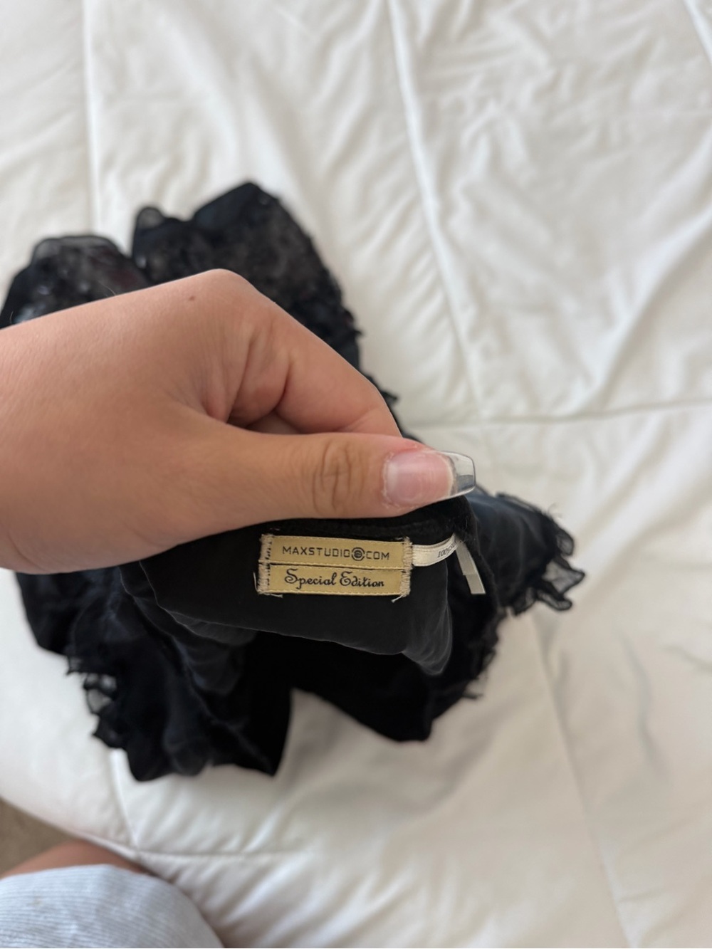 Max Studio Black Lace Ruffle Top - Picture 3 of 4
